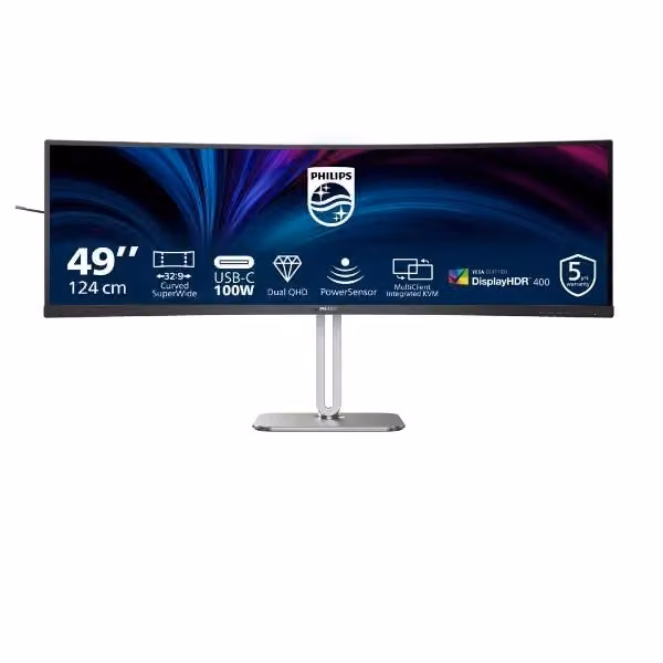 Monitor Gaming Curvo Philips Serie 5000 49B2U5900C/00 48,8 pollici Dual QHD 5120 x 1440 Pixel 75Hz Nero e Silver – 2