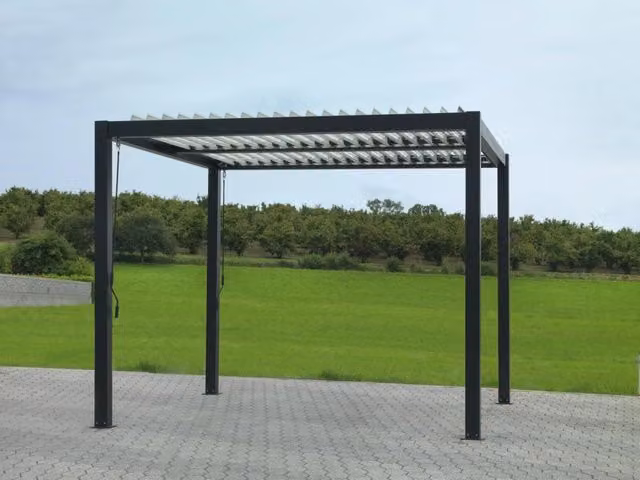 Pergola in alluminio Iperbriko Tennessee antracite con apertura manuale L: 300 cm, H: 230 cm