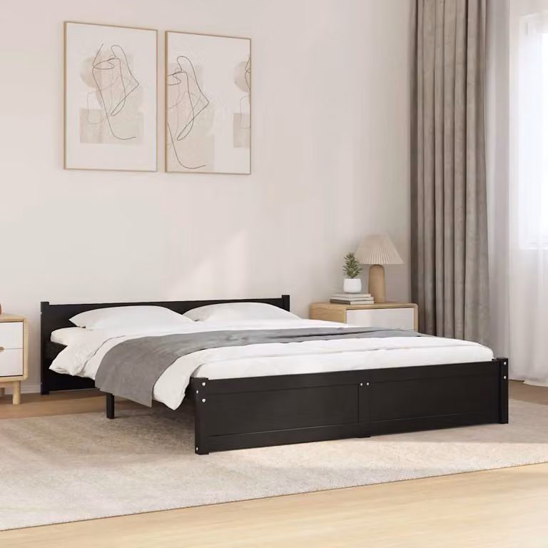 Giroletto vidaXL in legno massello di pino nero L/P: 140 x 190 cm