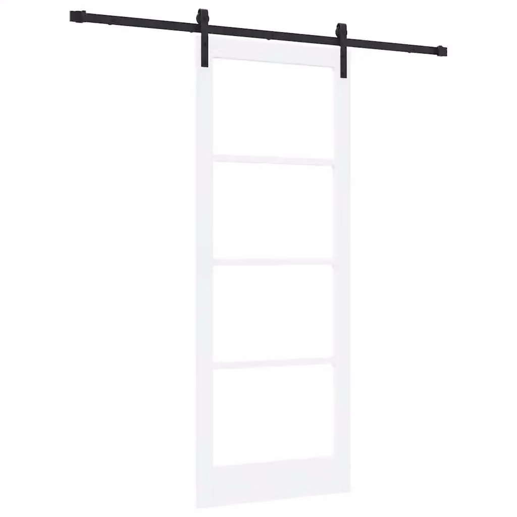 Porta scorrevole moderna vidaXL in legno e vetro Bianco e Nero L: 83 cm, H: 211 cm – 2