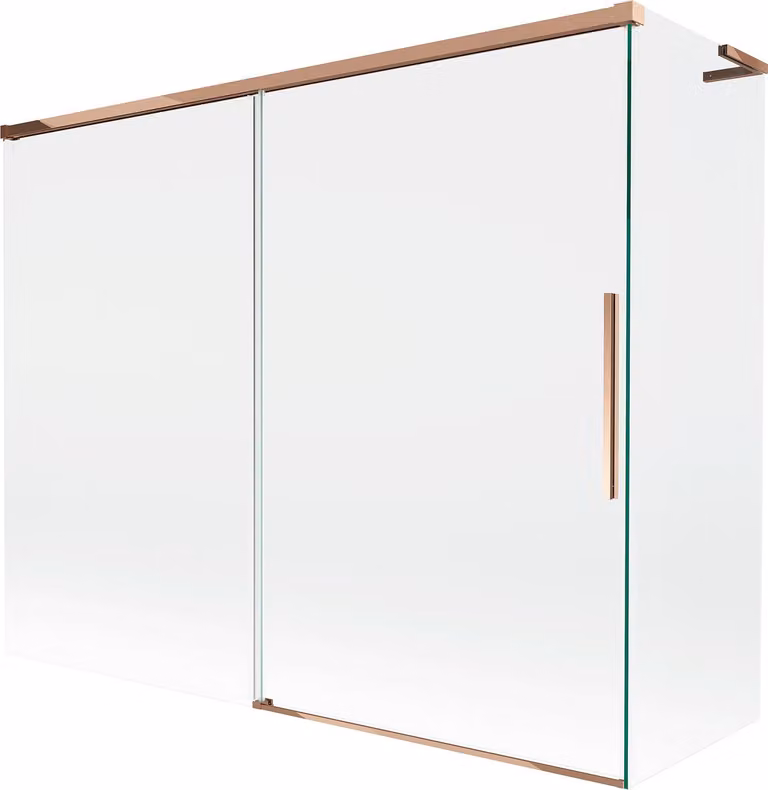 Mexen Rox L paravento vasca da bagno a 2 ante scorrevoli 190 + 90 x 150 cm, trasparente, oro rosa - 8C9L-190-090-60-00