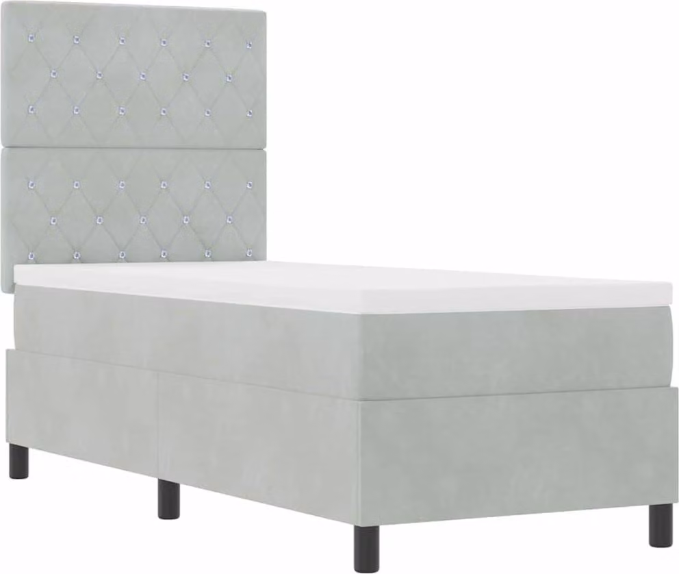 Letto a Sorgente LED Grigio chiaro 80 x 200 cm Tessuto