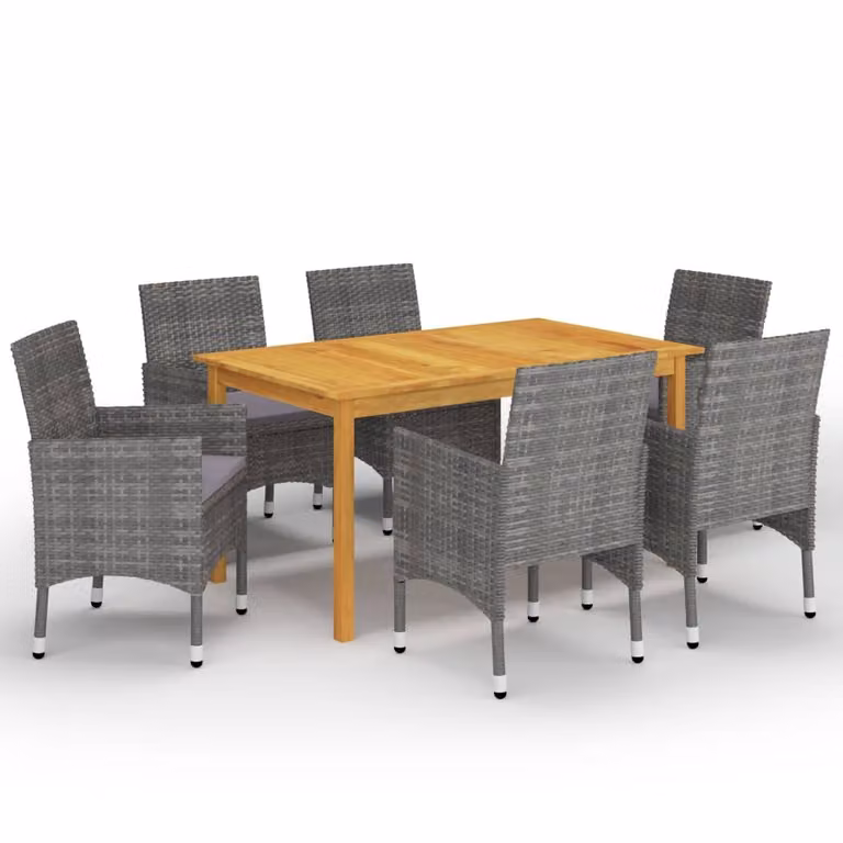 set da pranzo da giardino 7 pezzi grigio
