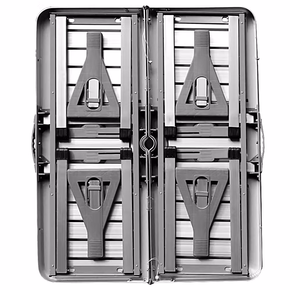 Set da campeggio Casaria con tavolo rettangolare in MDF e 4 sedie pieghevoli argento – 2