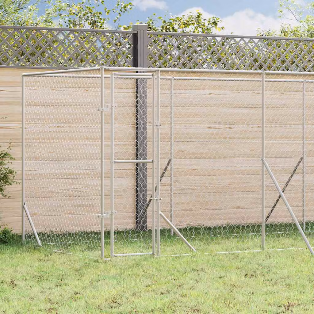Cuccia per cani da esterno vidaXL in acciaio zincato argento L: 6 m, P: 2 m, H: 2 m