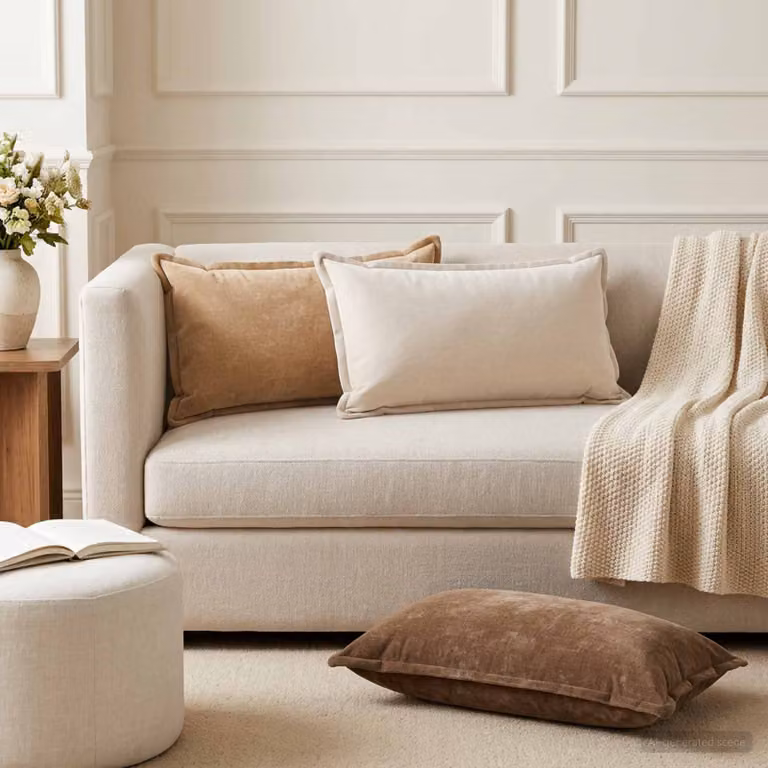 Set di 12 federe vidaXL HOUTEN in tessuto chenille beige, L 80 x P 40 cm