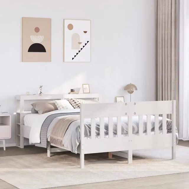 Letto senza Materasso Bianco 150x200 cm Legno Massello di Pino 3306262
