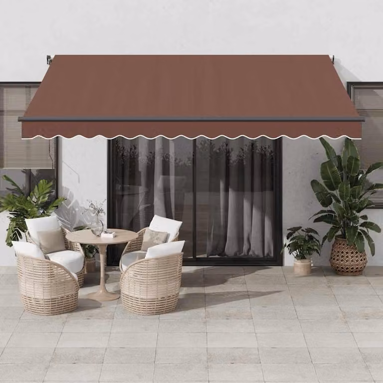 Tenda da Sole Retrattile Automatica con Motore vidaXL, Colore Marrone, L 400 cm x P 350 cm