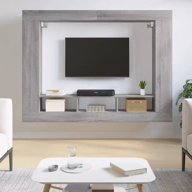Mobile Porta TV Moderno VIDAXL Grigio in Legno Multistrato L: 152 cm, P: 22 cm, H: 113 cm – 1