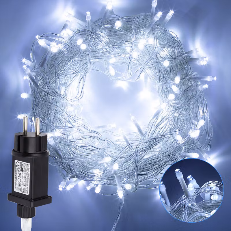Clanmacy 30M 300 LED luci fiabesche bianco freddo 8 modalità di luce festa giardino interno esterno decorazione luci di Natale