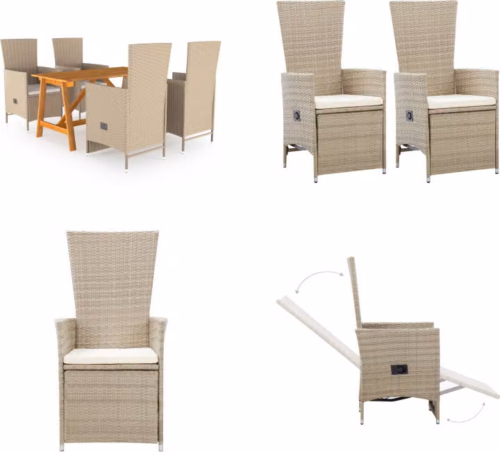 vidaXL Set da pranzo da giardino 5 pezzi beige - Set da pranzo da giardino - Set da pranzo da giardino - Mobili da giardino - Set di mobili da giardino