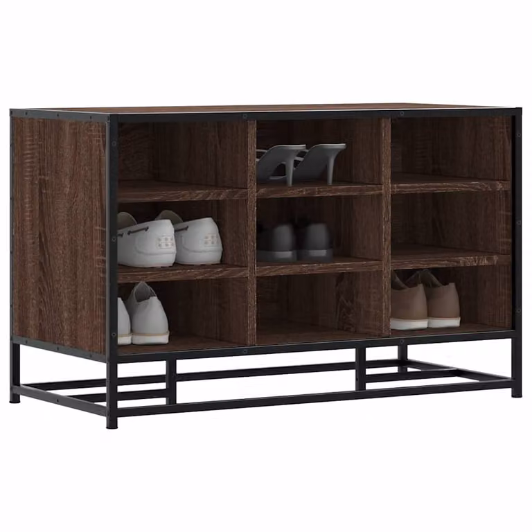 Scarpiera vidaXL in stile industriale in legno e metallo, colore marrone, L 84 cm x P 40 cm x H 53,5 cm