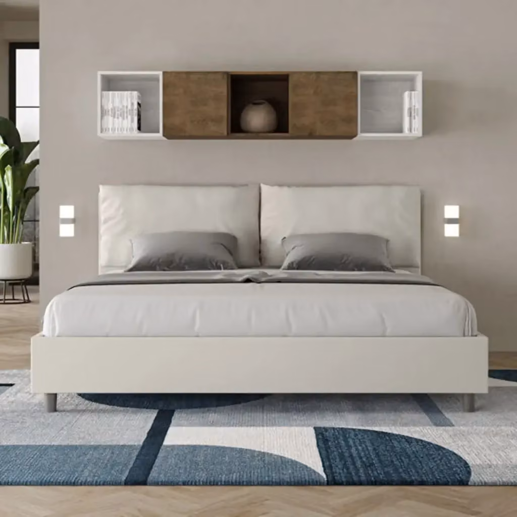 Letto matrimoniale king size Antea Large Ityhome con rete imbottita in similpelle bianco L/P/H: 222 x 200 x 110 cm – 2