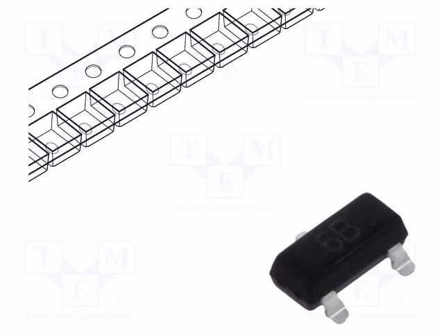 Transistor NPN: 25 x, potenza 300mW, corrente 0,5A, involucro SOT23, modello BC817-25-TP, transistor bipolari NPN a montaggio superficiale (SMD), tensione 45V