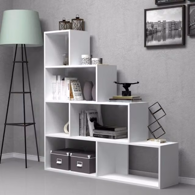 Libreria a scala Alis Effezeta Italia bianca moderna in MDF L 145 cm x H 145 cm