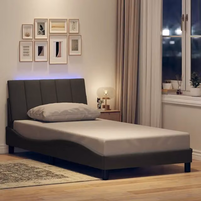 Struttura Letto Hanko Design Mania Grigio con Illuminazione Sottoponte e Porta USB L/P: 100 x 200 cm