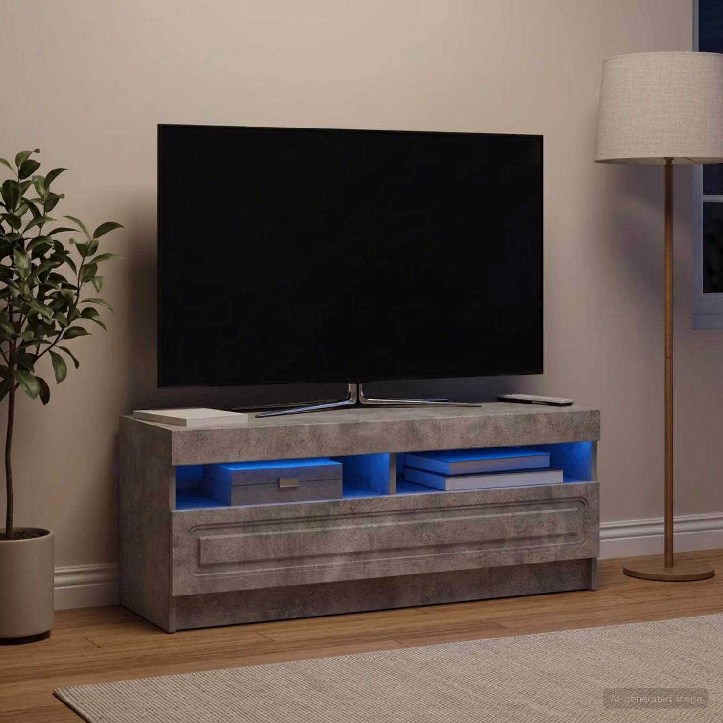 Mobile TV LED vidaXL in grigio cemento e legno ingegnerizzato per il tuo soggiorno