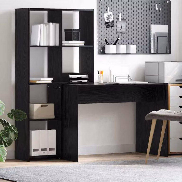 Maison Exclusive - Scrivania Rovere Nero 138,5 x 55 x 143 cm Legno multistrato