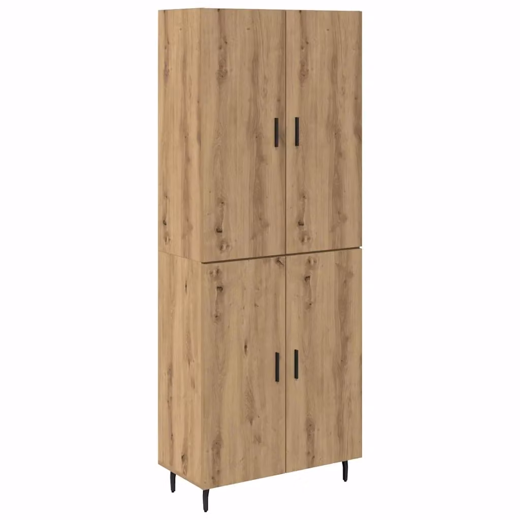 Set di 2 credenze moderne vidaXL in rovere marrone con ante a battente e ripiani interni L: 69,5 cm, P: 34 cm, H: 180 cm – 2