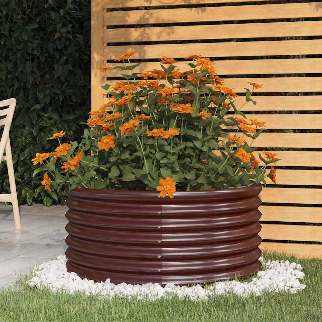Vaso da giardino vidaXL in acciaio zincato marrone L: 80 cm, P: 80 cm, H: 36 cm