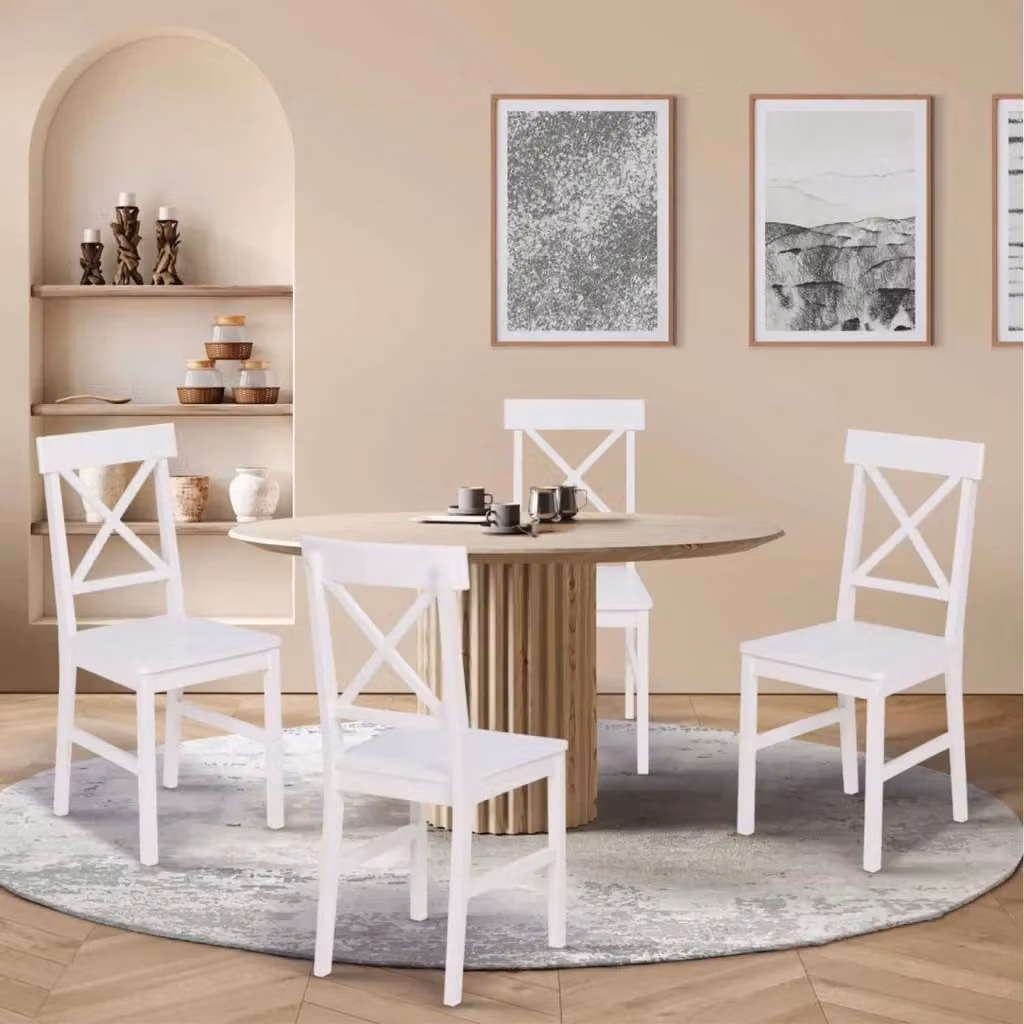 Set di 4 sedie da cucina SUZANNE IDMarket in legno bianco con traverse – 2