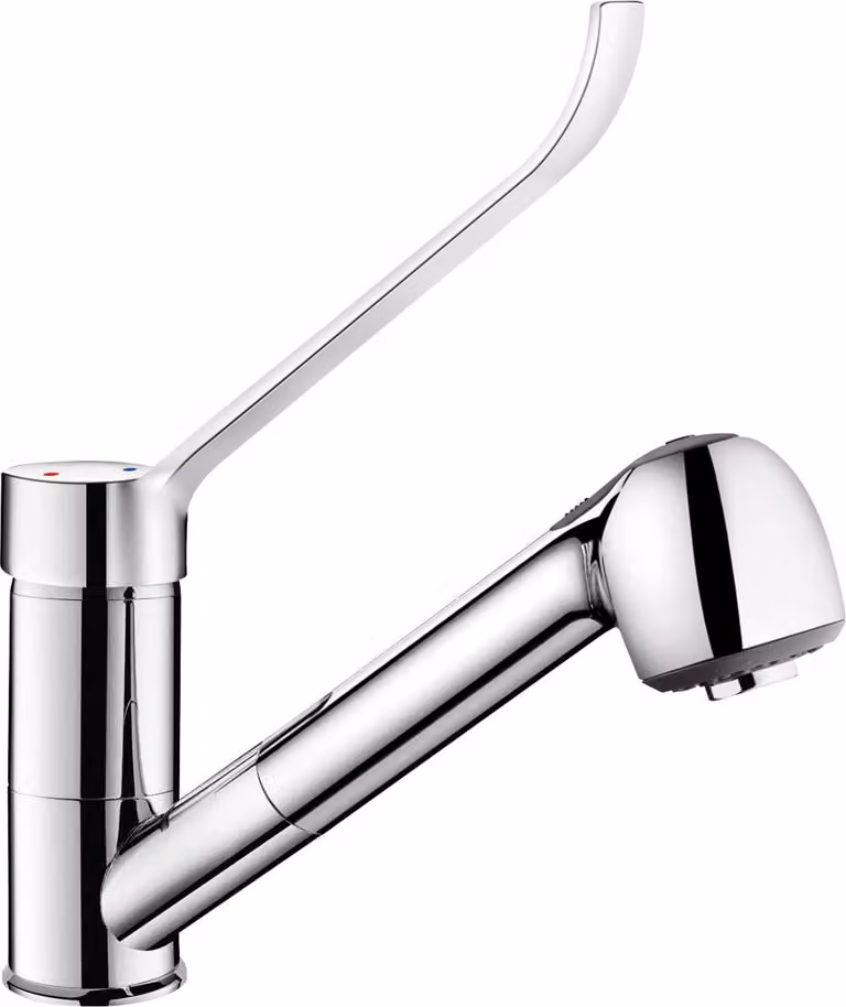 Delabie EHM gamma media bocca girevole H105mm, rubinetto estraibile, leva igienica