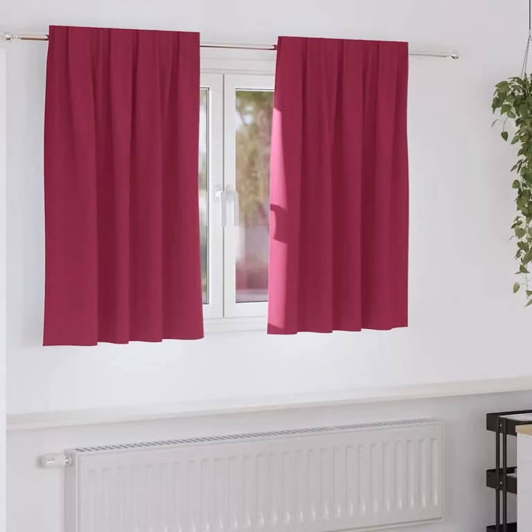 Set di 2 tende blackout vidaXL con anelli in poliestere, colore rosso, L 140 cm x H 140 cm