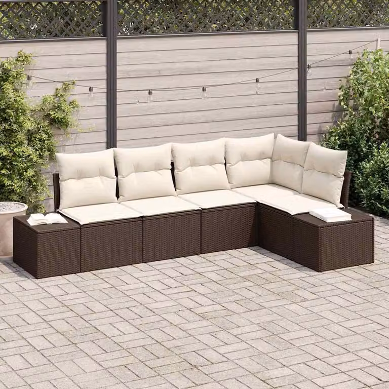 Maison Exclusive - Set da giardino composto da 5 pezzi, divano in rattan sintetico marrone