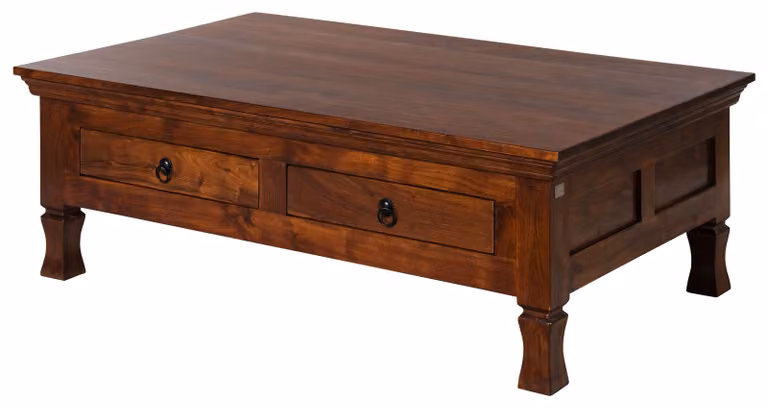 MASSIVMOEBEL24 | tavolino da salotto in legno di Acacia 120x75x40 nougat laccato OXFORD #445