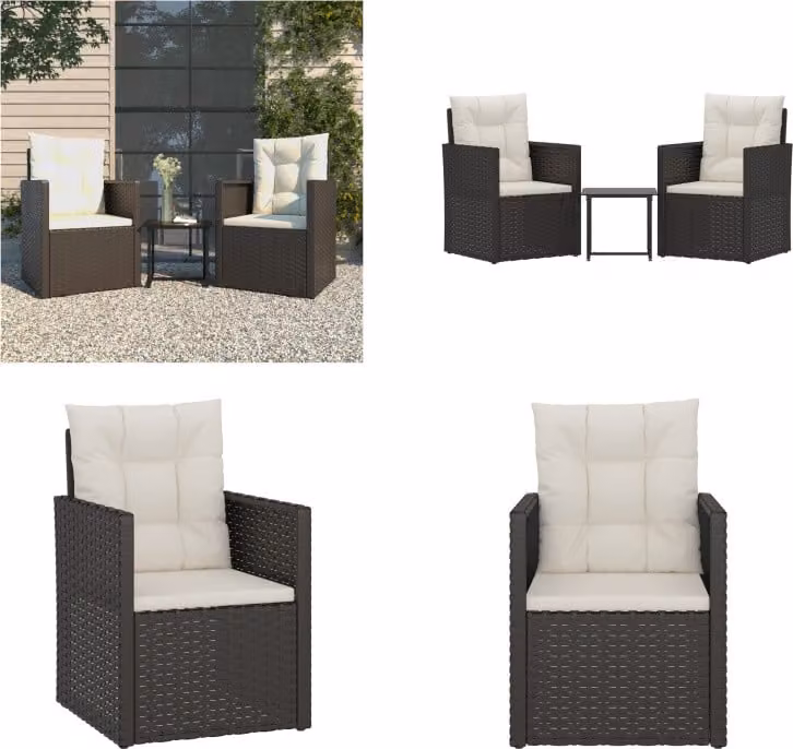 vidaXL set salotto da giardino 3 pezzi con cuscini in poly rattan nero - set salotto da giardino - set salotto da giardino - set salotto da esterno - set salotto da patio