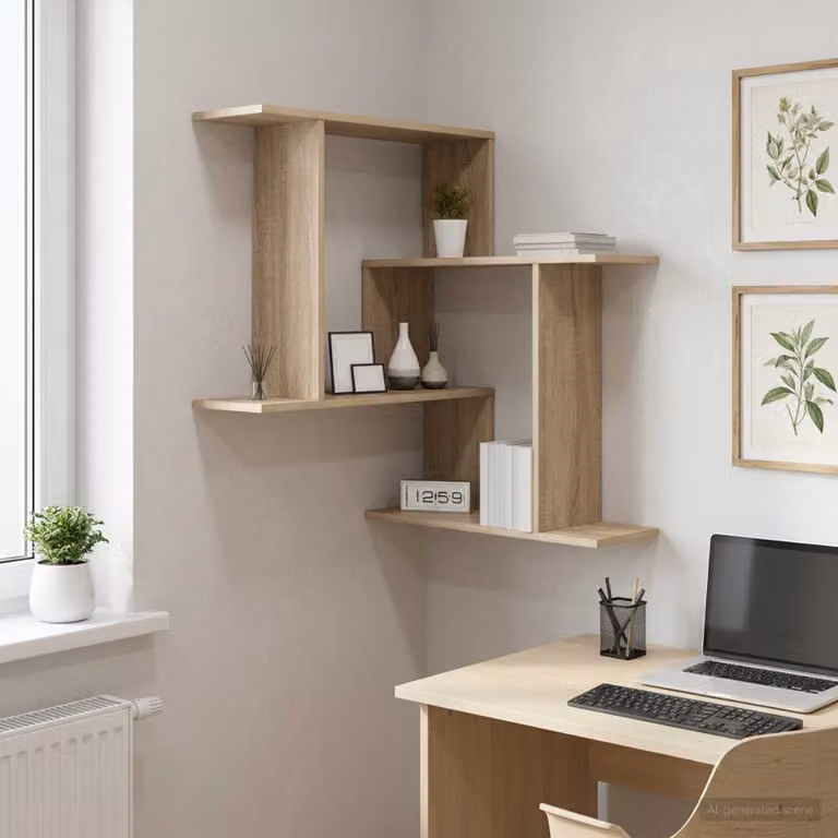 Scaffale da parete moderno vidaXL in Rovere Sonoma, L 67 cm x P 67 cm x H 87 cm