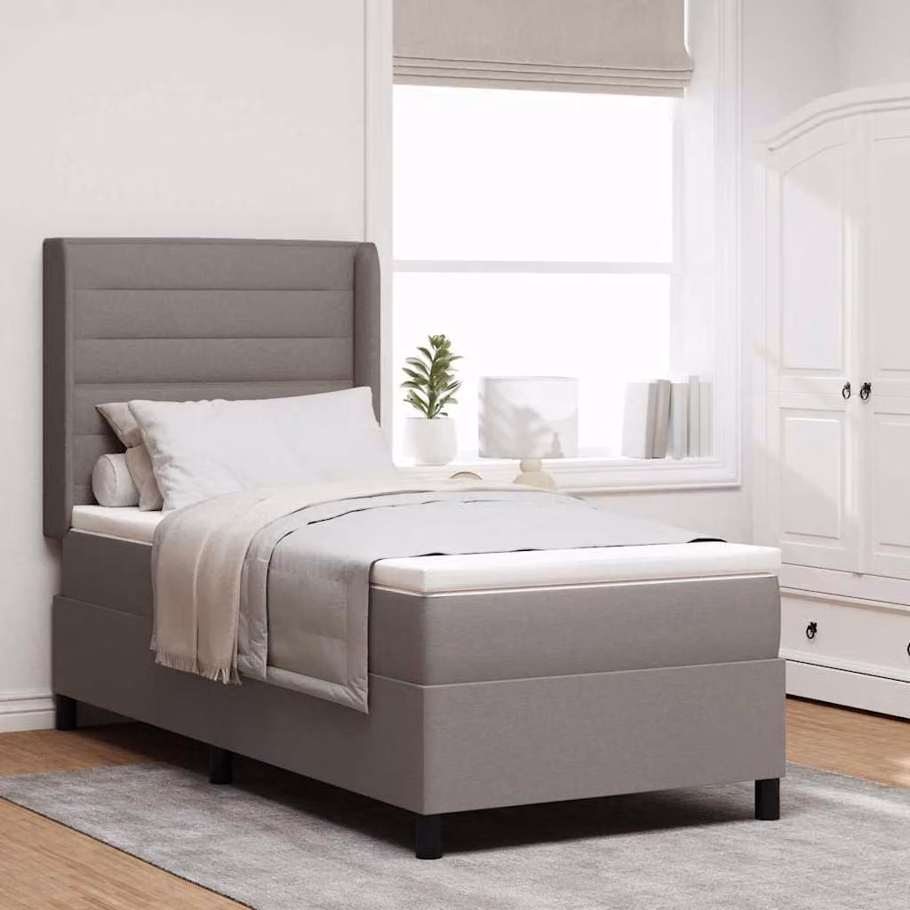 Maison Exclusive - Letto boxspring con cuscini e testiera color taupe, 200 x 90 cm, tessuto
