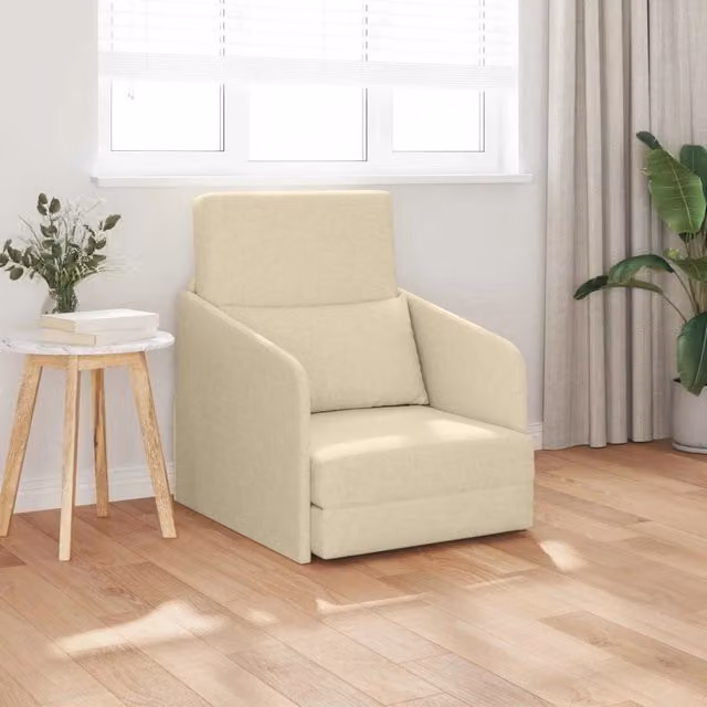 Divano letto pieghevole vidaXL in tessuto beige con braccioli L/P/H: 65 x 80 x 83 cm