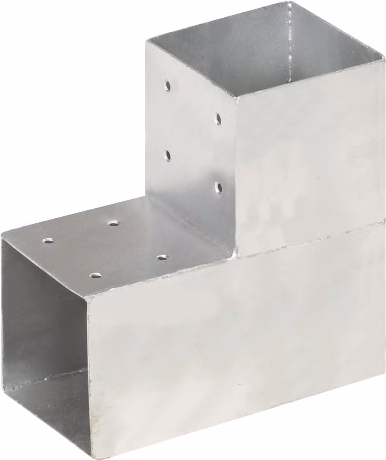Connettori Pali a Forma di L 4 pz in Metallo Zincato 101x101 mm