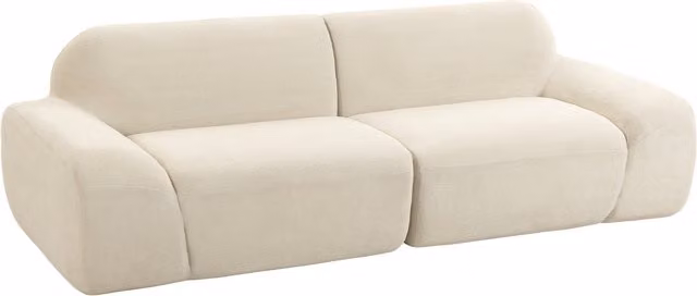 Divano 3 posti HOMCOM con seduta ampia e imbottitura spessa, bianco crema