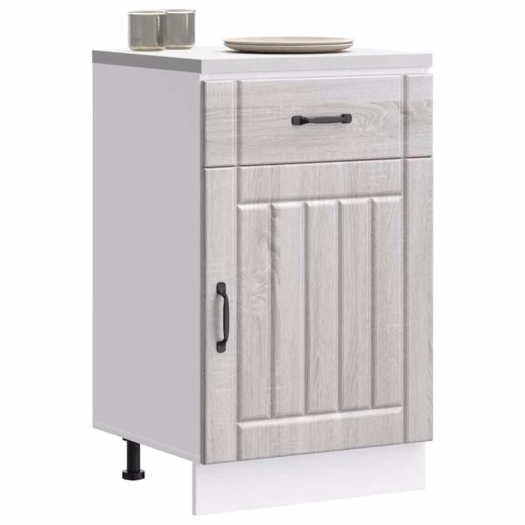 Base da cucina moderna vidaXL Lucca in legno multistrato e MDF, colore grigio, L: 46 cm, P: 50 cm, H: 81,5 cm