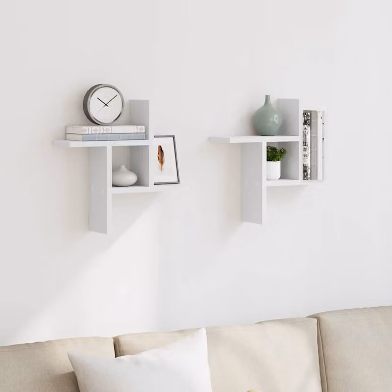 Set di 2 mensole a muro vidaXL bianche in MDF, L 38 x P 12 x H 38 cm
