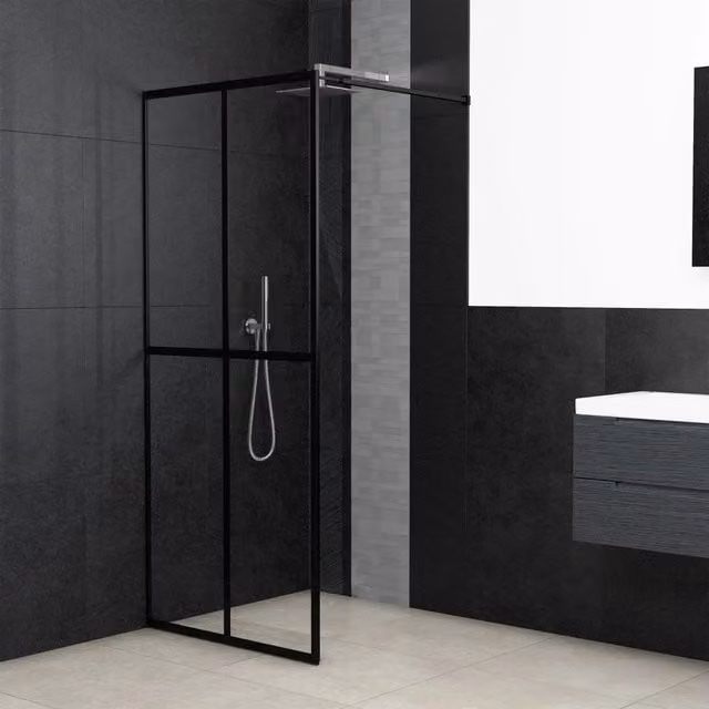Cabina Doccia Walk-in vidaXL in Vetro Temperato Trasparente con Profilo Nero L: 90 cm, H: 195 cm – 1
