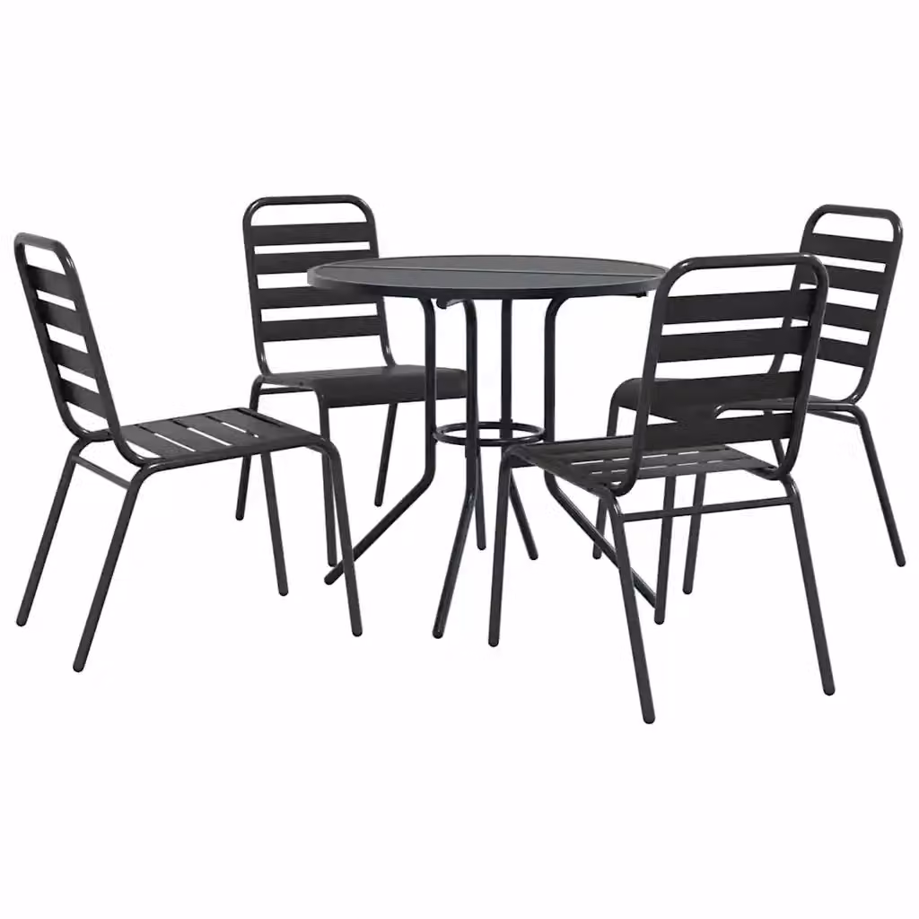 Set di 5 sedie da giardino impilabili vidaXL in acciaio verniciato antracite opaco – 2