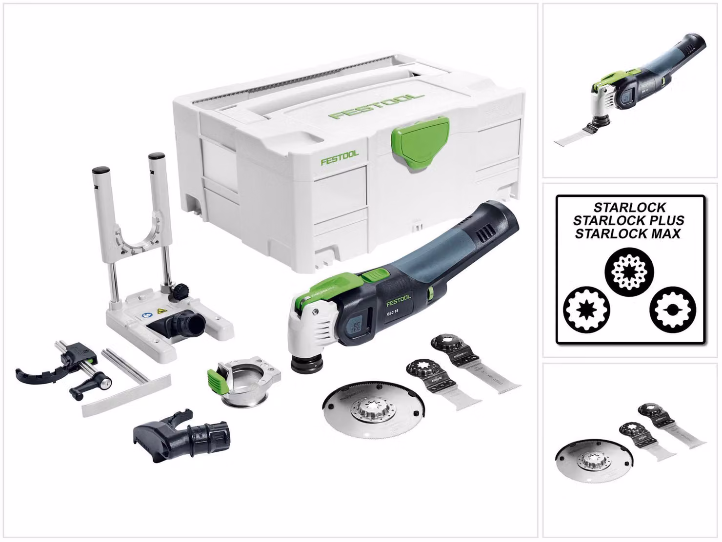 Festool OSC 18 Li E-Basic VECTURO Utensile multifunzione a batteria 18V ( 574849 ) in valigetta Systainer + Accessori - senza batteria, senza caricabatterie