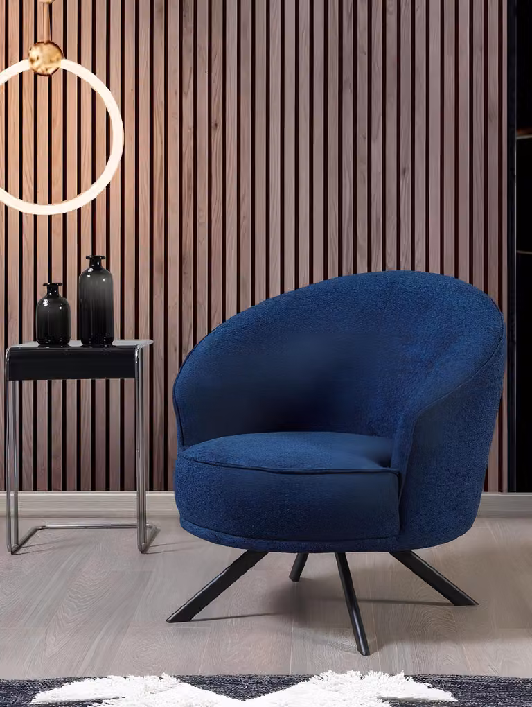 Sessel Luxus Einsitzer Couch Textil Sofa Polster Möbel Couchen Blau Stoff Textil