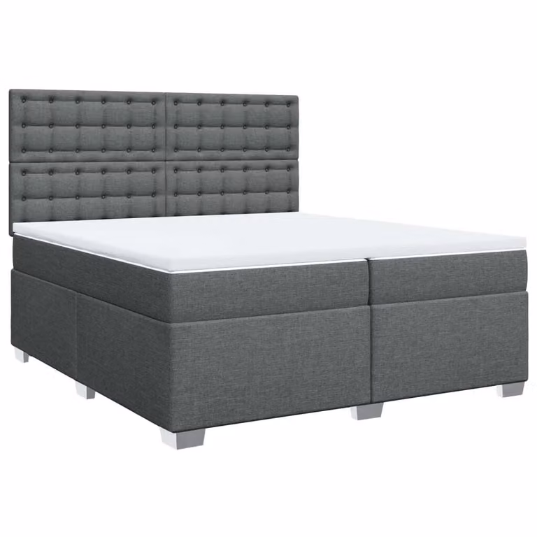Giroletto a Molle con Materasso Grigio Scuro 200x200 cm Tessuto