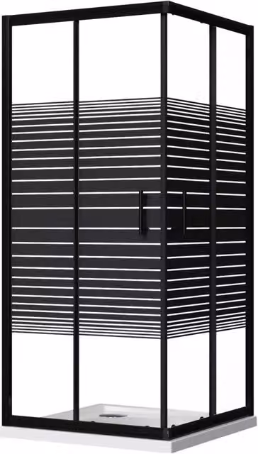 Box Doccia Angolare 2 Ante Scorrevoli 80x80 cm in Cristallo 6 mm H185cm Profilo Nero