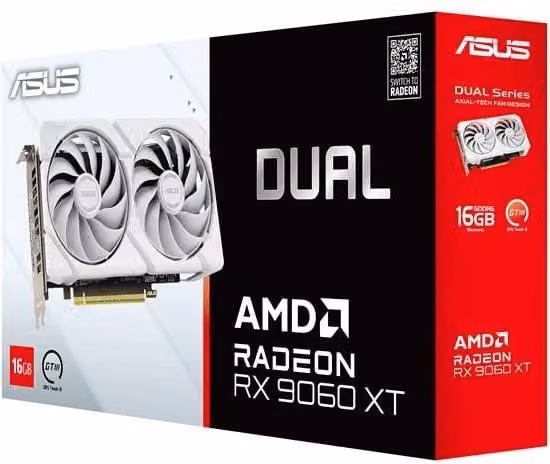 Asus dual -rx9060xt-16g-white amd radeon rx 9060 xt 16 gb gddr6 - 90YV0LG3-M0NA00