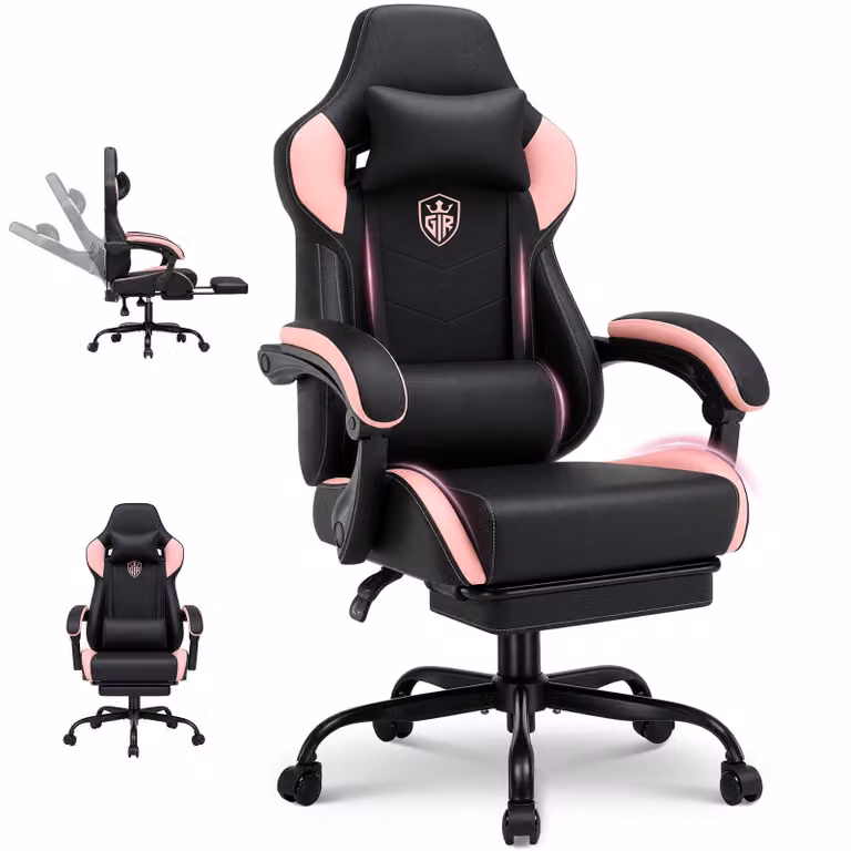 Sedia da gaming GTPLAYER, sedia da ufficio, poltrona da gaming con poggiapiedi, sedia da gaming ergonomica con braccioli regolabili, sedia da scrivania regolabile in altezza