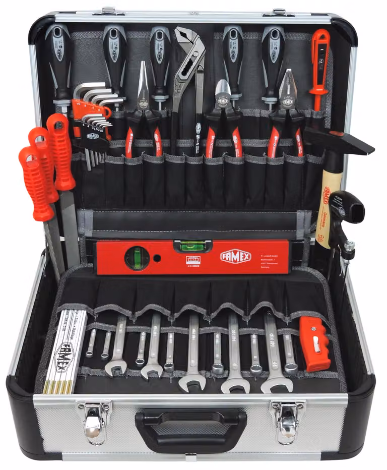 FAMEX 429-88: valigetta in alluminio, completa di set di utensili - PROFESSIONALE
