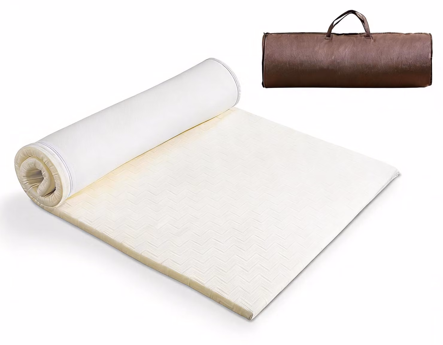 Materassini da campeggio arrotolabili, 100x200 cm, in schiuma, bianchi, con borsa per il trasporto