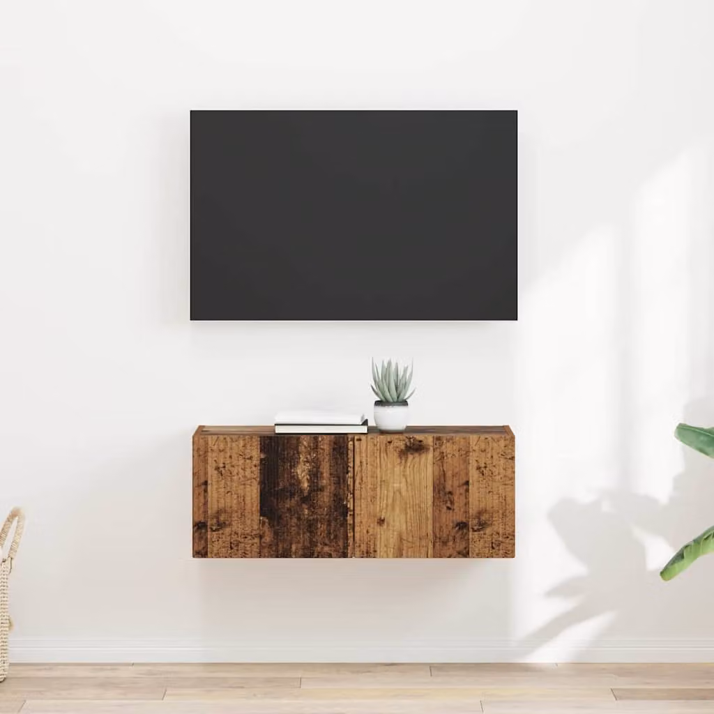 Set di 2 mobili TV da parete vidaXL in legno ingegnerizzato marrone effetto legno vecchio per soggiorno