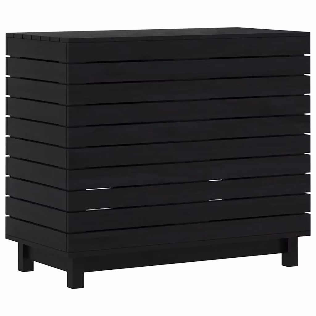 Cesto per bucato vidaXL in legno nero con coperchio, L/P/H: 88,5 x 44 x 76 cm – 2