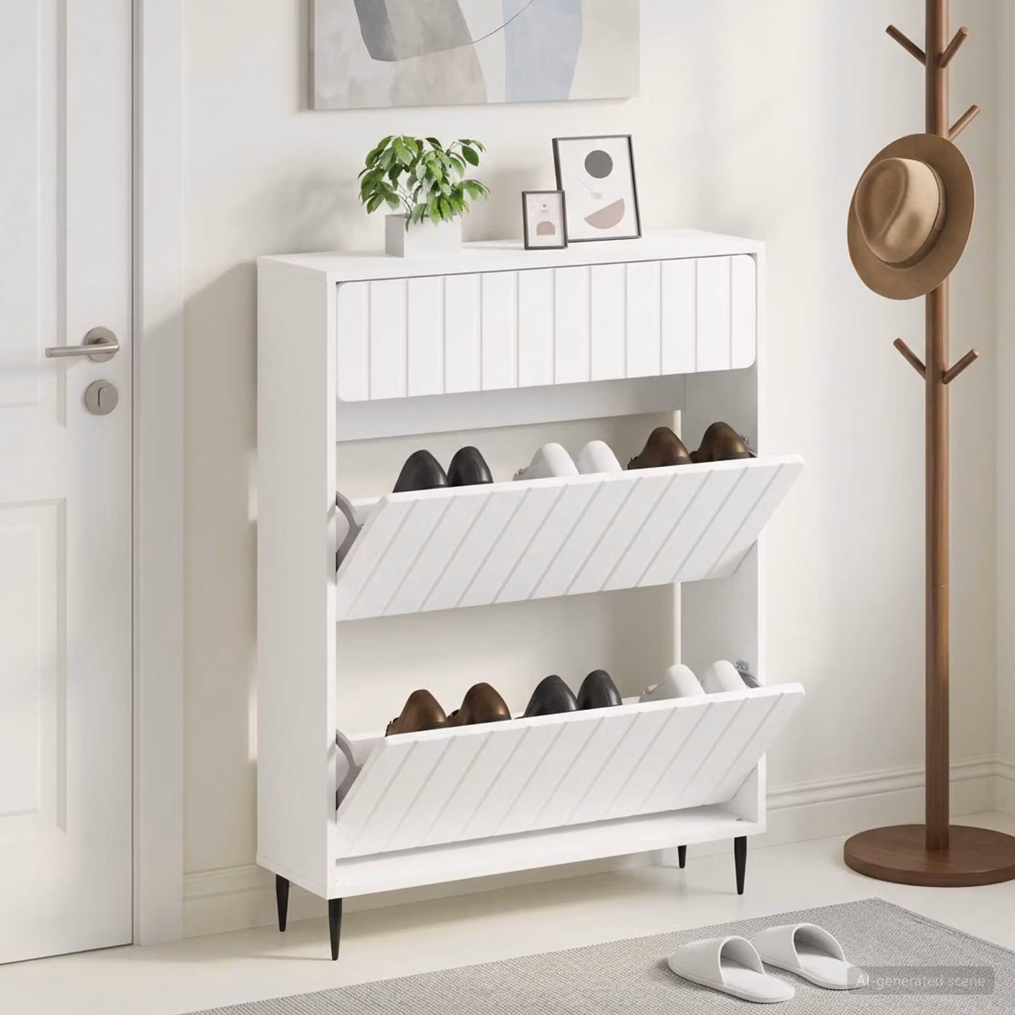 Mobile porta scarpe ZWOLLE vidaXL bianco moderno L/P/H: 78 x 24 x 103 cm